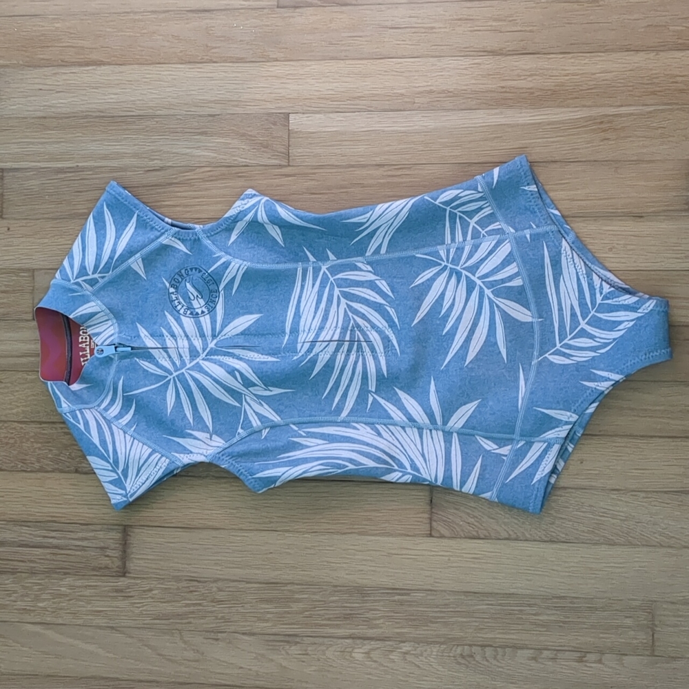 billabong blue palms cap sleeve wetsuit